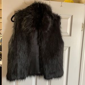 INC faux fur black vest